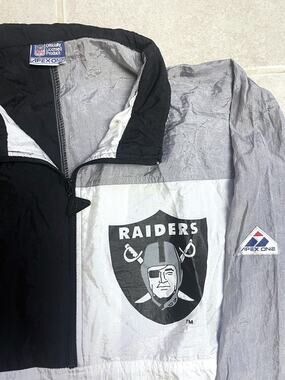 Los Angeles Raiders 90s APEX windbreaker 1/4 Pullover jacket M blk NFL Pro vtg
